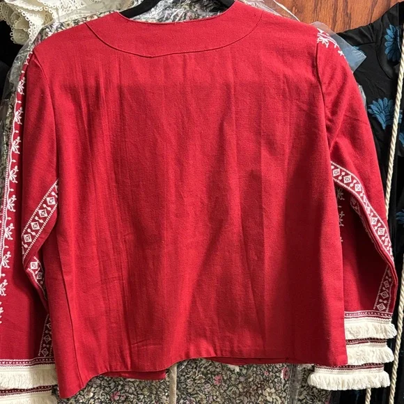 Julia Amory Red Jacket with White Embroidery - Picture 9 of 13